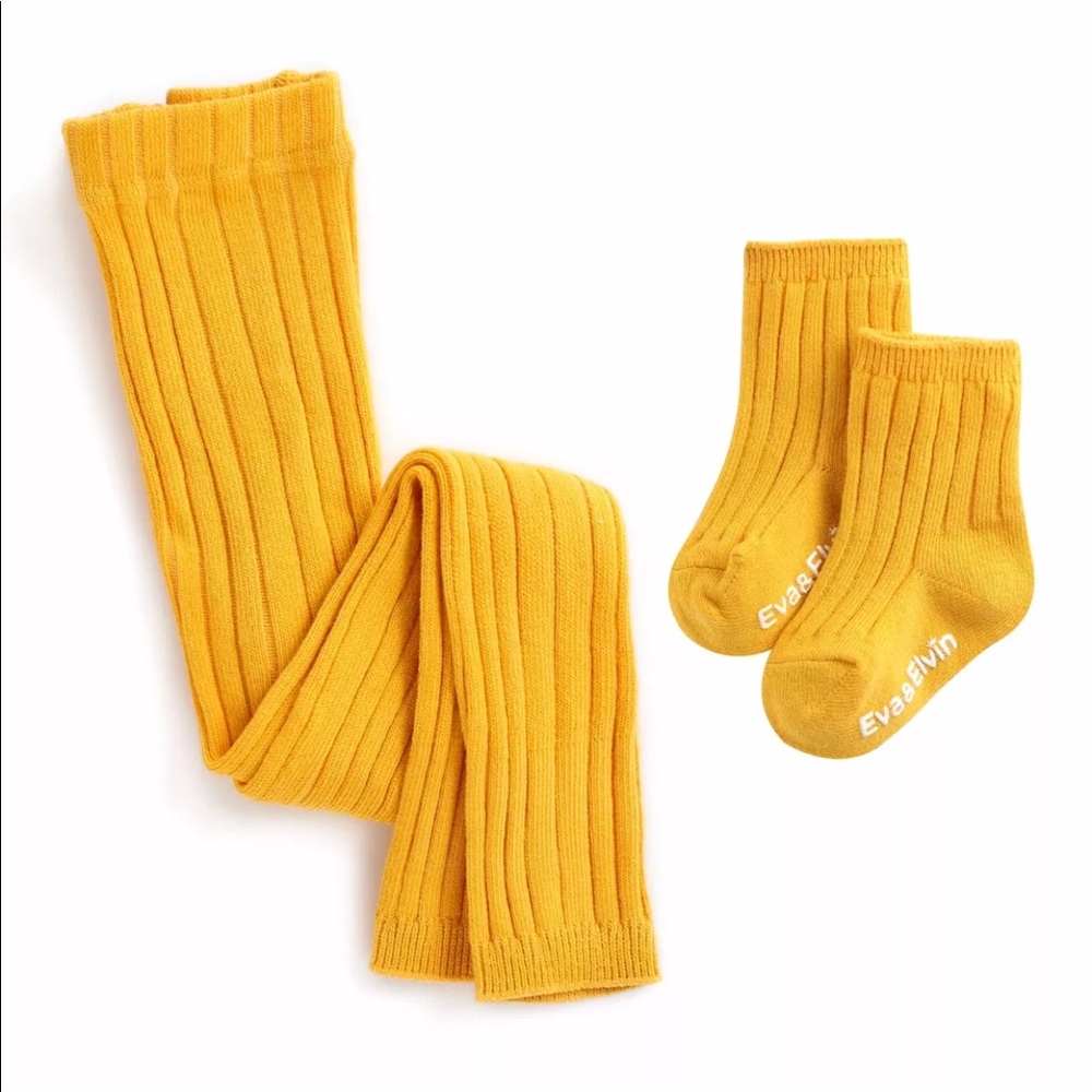 Mustard Yellow Footless Tights Sock Set